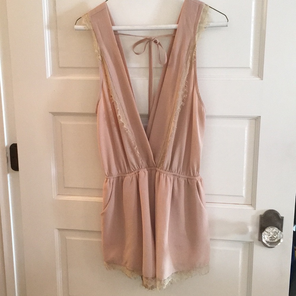 Nude romper with lace detail